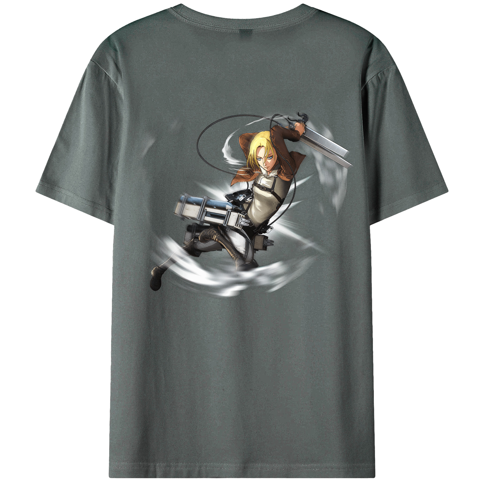 （画像用） 進撃の巨人 アニ・レオンハート Attack on Titan Annie Leonhart 綿100％ メンズ半袖Tシャツ（バックプリント） 通気性